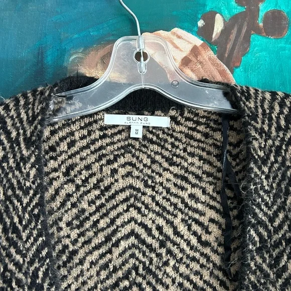 ALFRED SUNG Black and Tan Cardigan Medium - Picture 3 of 13